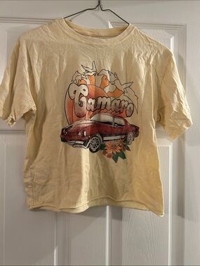 Camaro Graphic Tee for Kids - Cream with Red Car